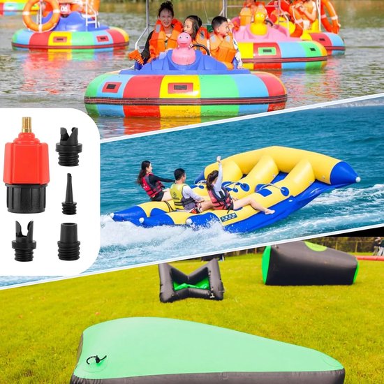 Ventieladapter - Pomp adapter - Watersport Oppompen - Hoogwaardig Materiaal - 4 Mondstukken - Rood — afbeelding 2