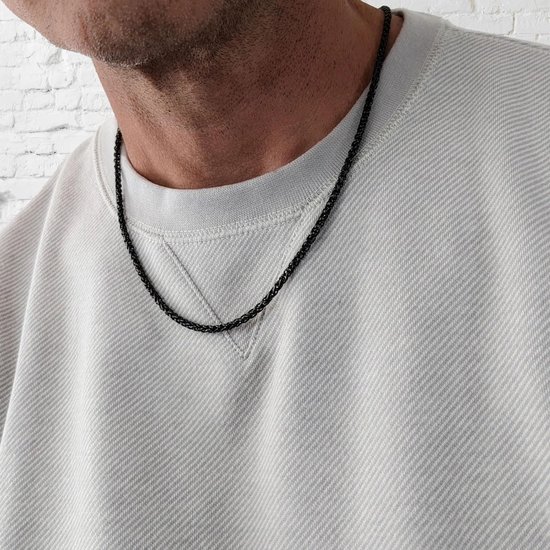 3,0 mm roestvrij stalen tarweketting halsketting voor heren en dames, klassieke coole schakelketting, sieraad, cadeau 40,6 - 76 cm — afbeelding 4