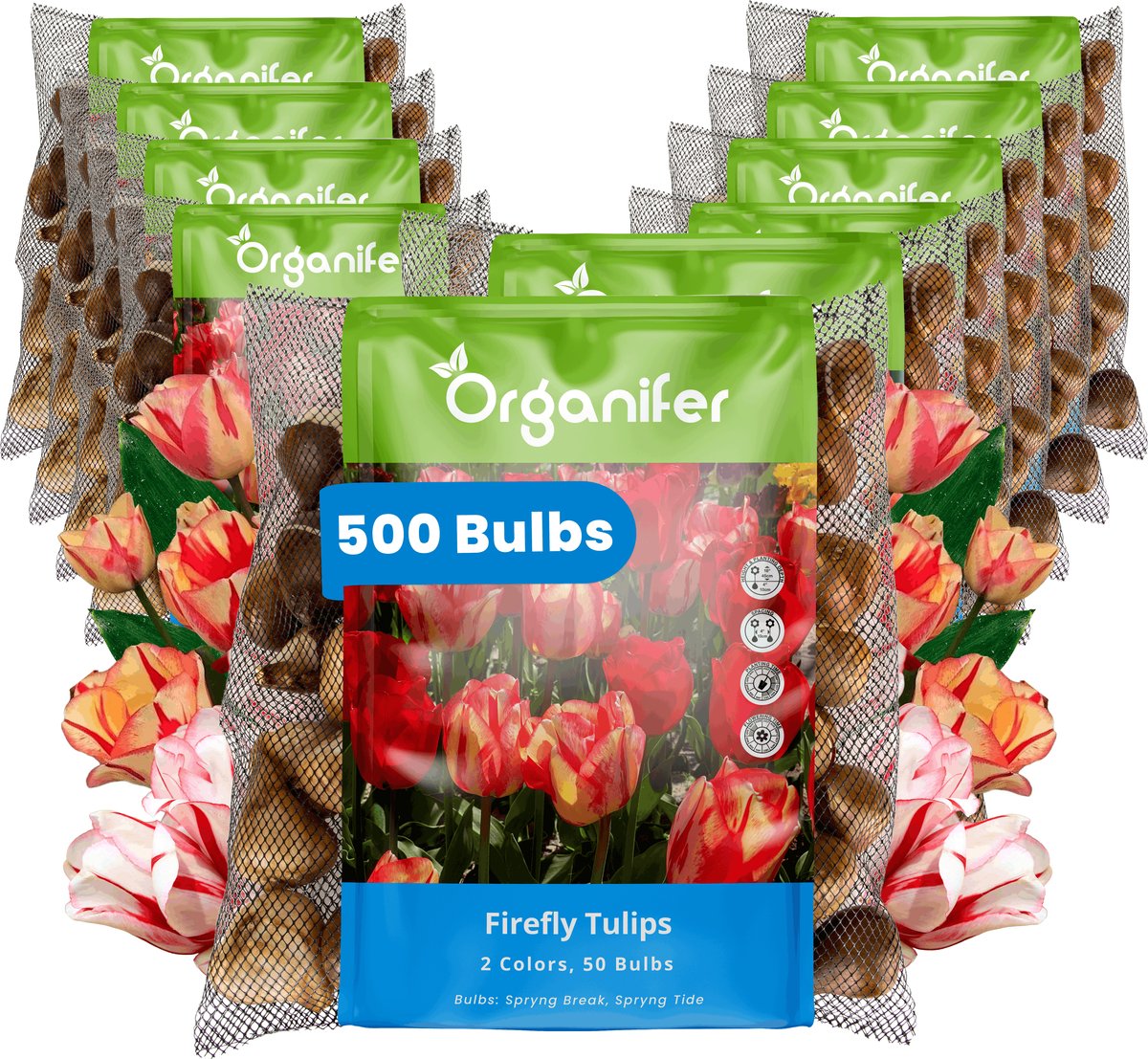 Tulpenbollen - 500 Bloembollen - Firefly - Spryng Tide & Break Kleurenmix - Organifer