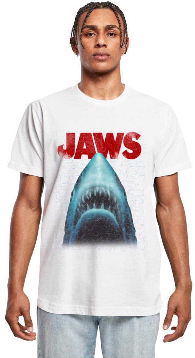 Merchcode Jaws - Poster Heren Tshirt - M - Wit