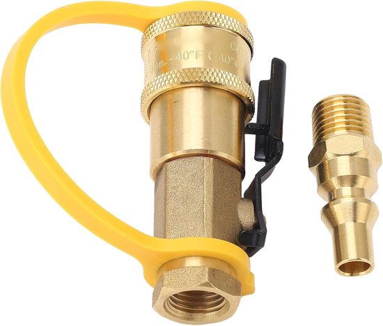 Gas Snelkoppeling Adapter - Propaan Fitting - Gas Aansluiten - Met Afsluitklep - 1/4 Inch NPT - Messing — afbeelding 3