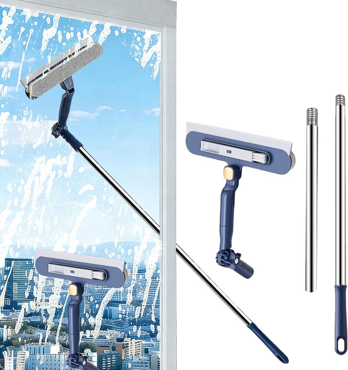 Raamwisser Telescoopsteel - Raamtrekker Glasreiniger - Ramen Schoonmaken - 180 Graden Draaibaar - Tot 120 cm - Niet gespecificeerd