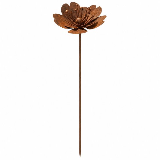 Piquet de Jardin avec Fleurs & Oiseaux - Décoration Rouillée en Métal pour le Jardin - Ensemble de Piquets de Parterre & Piquets de Pot Premium - Décoration de Jardin Patinée Durable pour le Printemps & l'Été - 15x66 cm - Brun Rouille