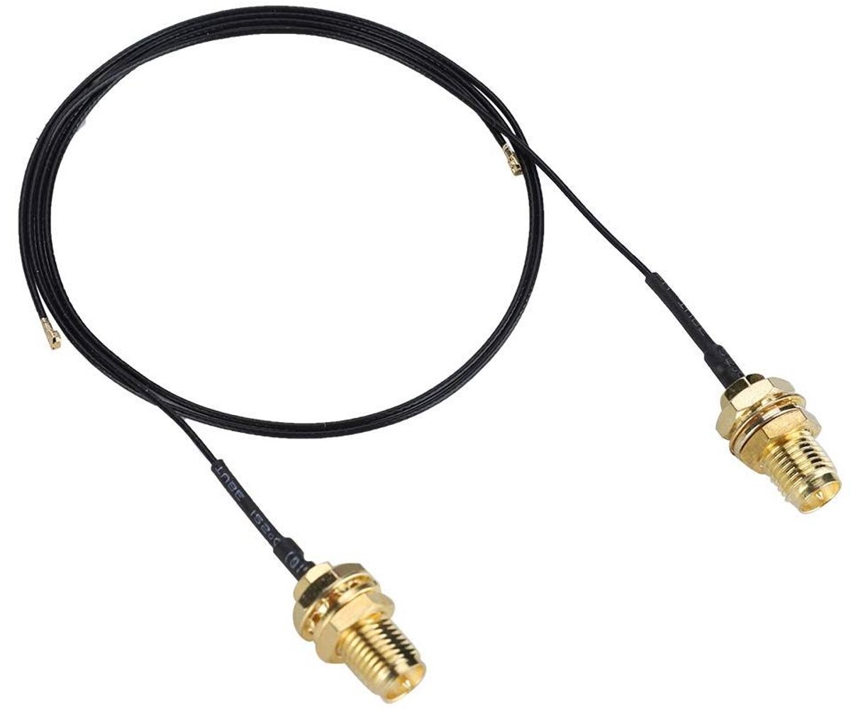 NGFF M.2 Kabel - WiFi Antenne Kabel - Draadloze Verbinding - RP-SMA naar MHF4 - 31 cm - Zwart
