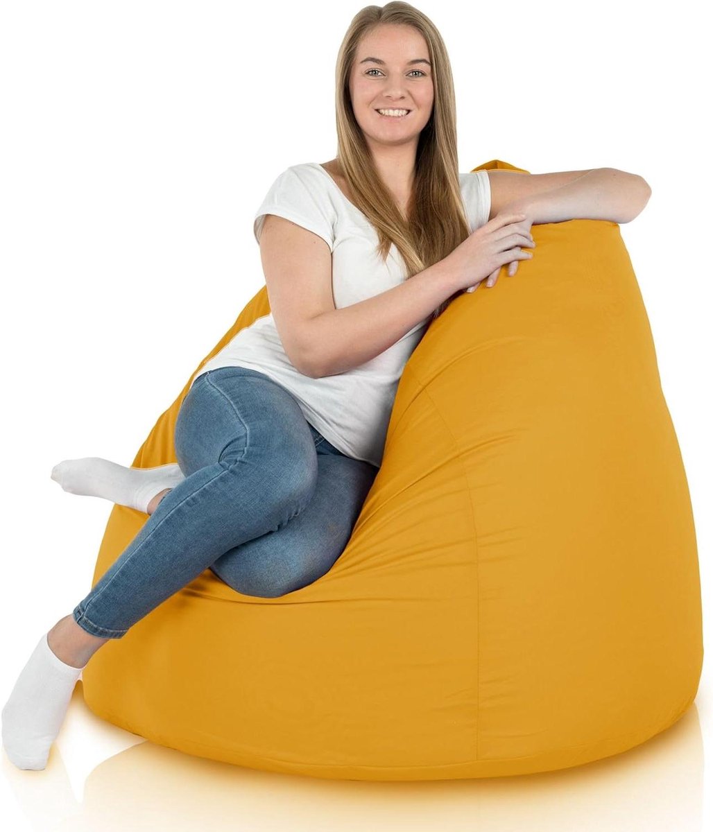 Zitzak XXL Volwassenen - Beanbag Grote Tuin - Ontspannen Buiten - Waterdichte Nylon Hoes - 100 x 130 cm - Geel