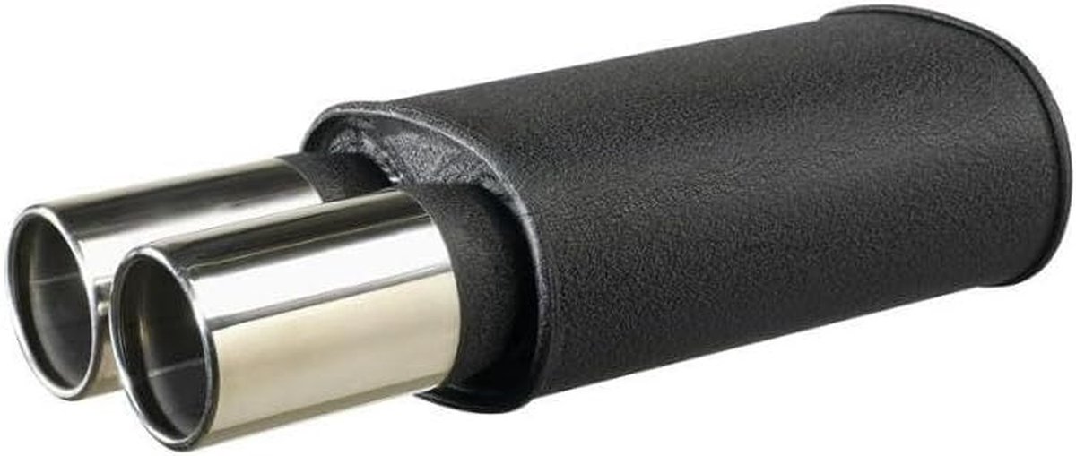 Sport Uitlaat Universeel - Sportdemper Auto - Uiterlijk Verbeteren - Dubbele Ronde Eindstukken - 2x90mm - Zwart