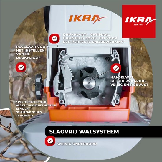 IKRA elektrische hakselaar rolversnipperaar ILH 3200 A, takdikte tot 44 mm, 3.200 W — afbeelding 3