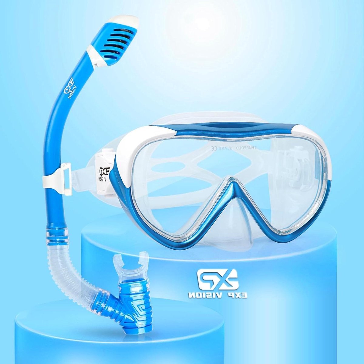 Kinderen Snorkelset - Duikmasker Junioren - Onderwater Verkennen - Anti-Mist Panoramisch - 4-14 Jaar - Blauw