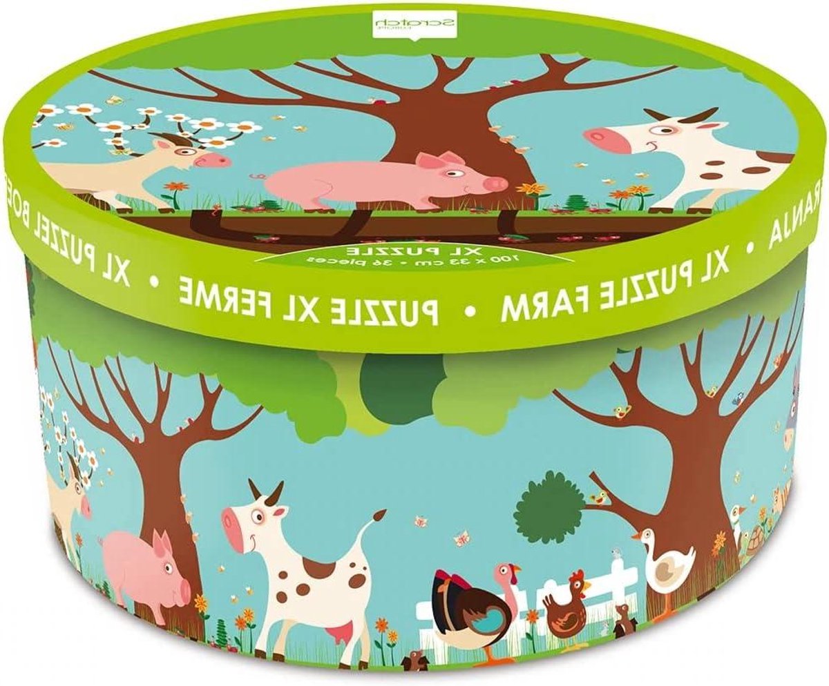 Vloerpuzzel Boerderij - Kinderpuzzel Grote Delen - Spelen en Leren - Handgemaakte Doos - 100 x 33 cm - Kleurrijk