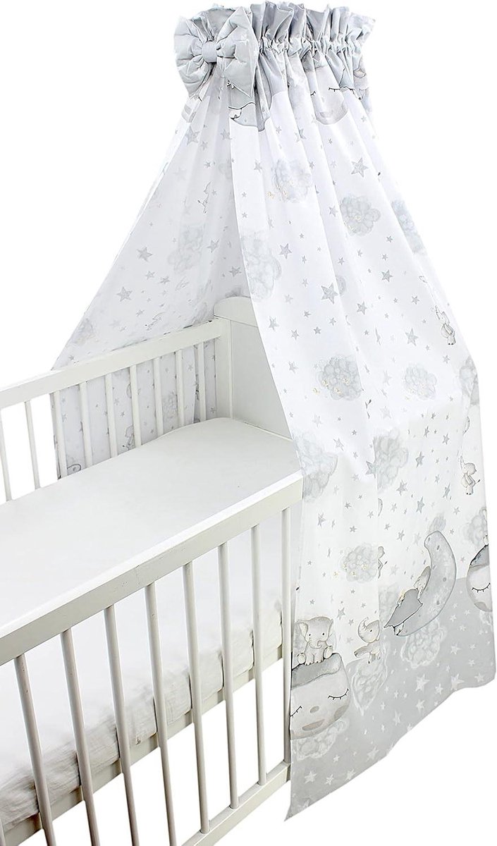 Baby Hemelbed - Hemeltje Kinderbed - Sfeervolle Babykamer - 100% Katoen - 160x240cm - Grijs