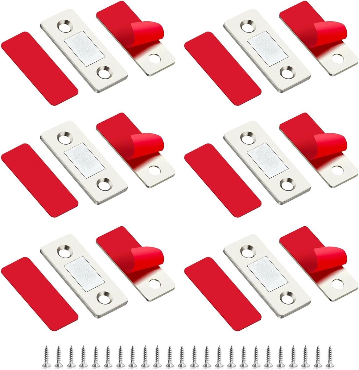 Magneetsluiting Kastdeuren - Deurmagneet Zilver - Kasten Sluiten - Zelfklevend RVS - 6 stuks - Zilver