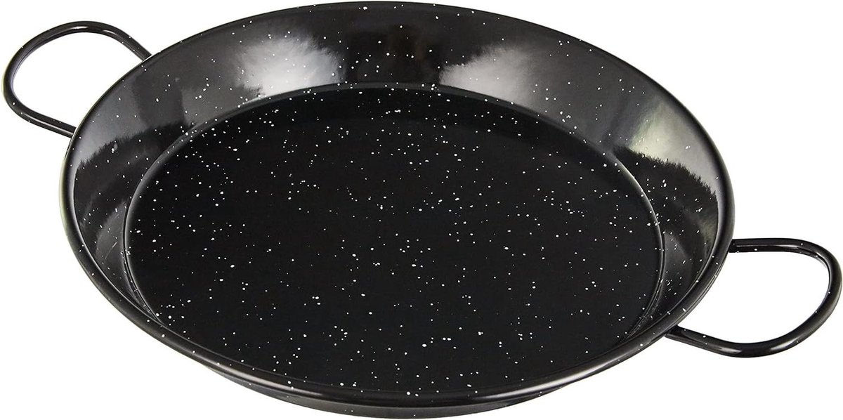 Paella Pan - Kookpan Steel - Paella Koken - Geglazuurd Staal - 30 cm - Zwart