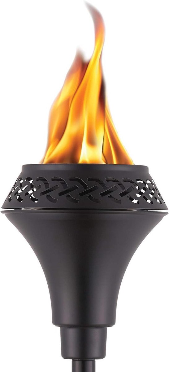 Buiten Fakkel - Tuinverlichting Fakkel - Sfeerverlichting Tuin - Grote Vlam - 165 cm Hoog - Zwart