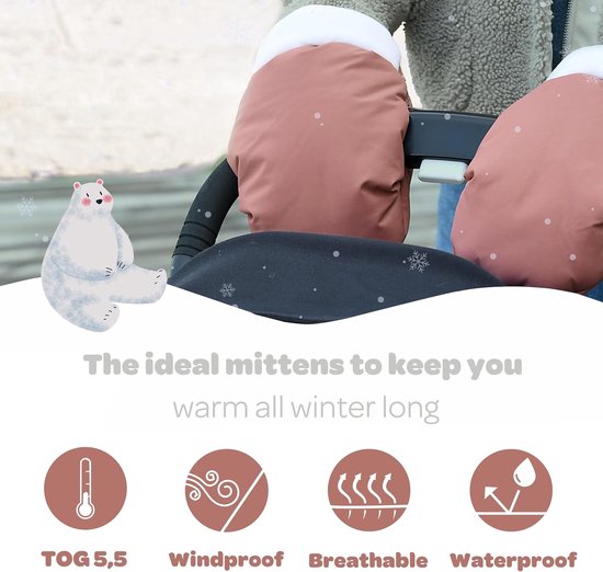 Kinderwagen Handwarmers - Mouw / Wanten - Bescherming tegen kou - Waterdicht en winddicht - 26 x 18 cm - Oranje — afbeelding 4