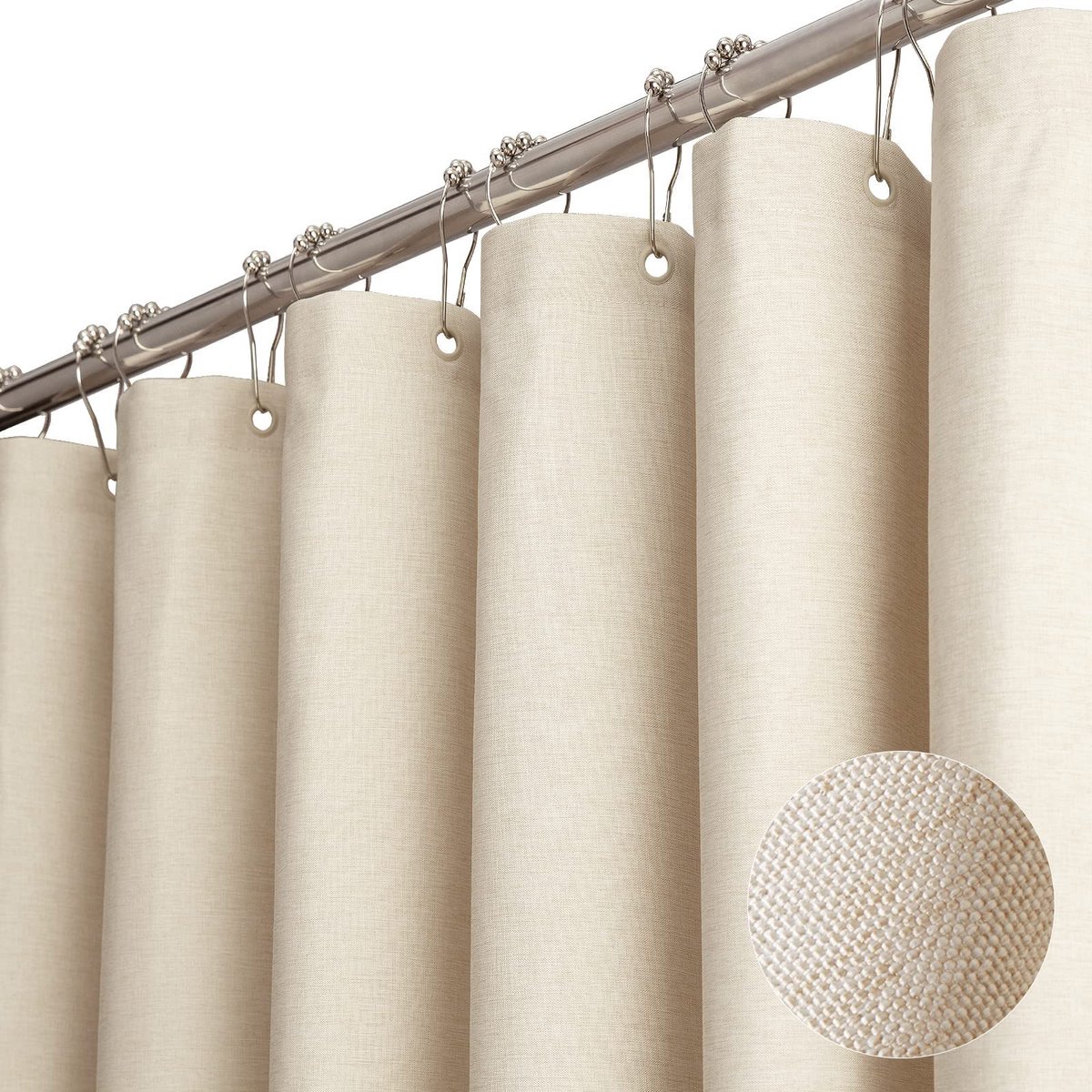 Douchegordijn linnen stof textiel 240x200cm waterdicht anti-schimmel voor badkamer beige 180x200cm