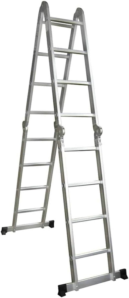 Aluminium Steiger - Werkplatform Ladder - Huishoudelijke Klussen - 8 Treden Veilig - 150 kg Belasting - Blauw