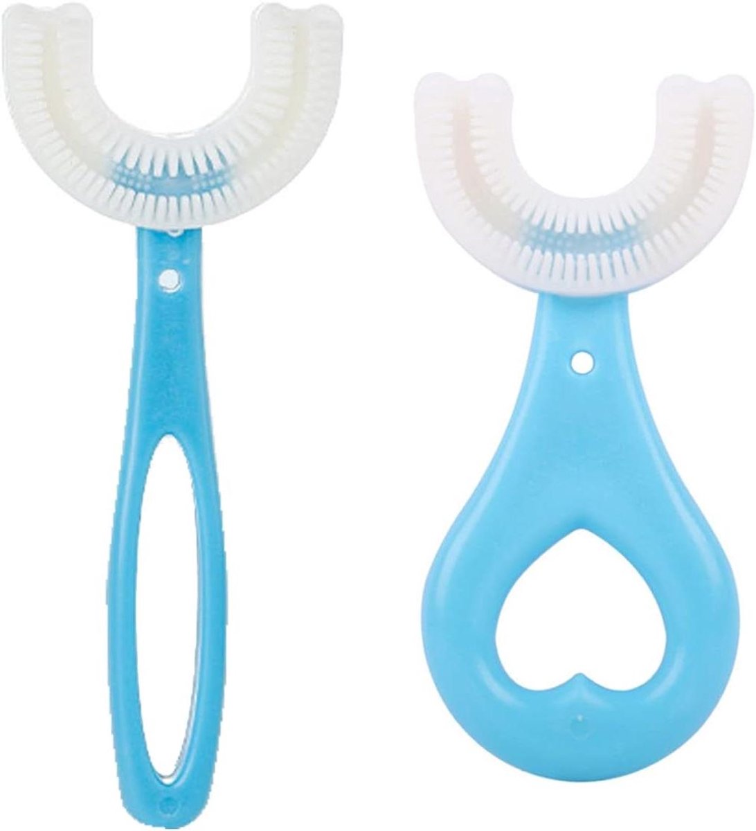 Kinder Tandenborstel Set - U-vormige Borstel - Dagelijkse Mondhygiëne - 360 Graden Reiniging - 2 Stuks - Blauw
