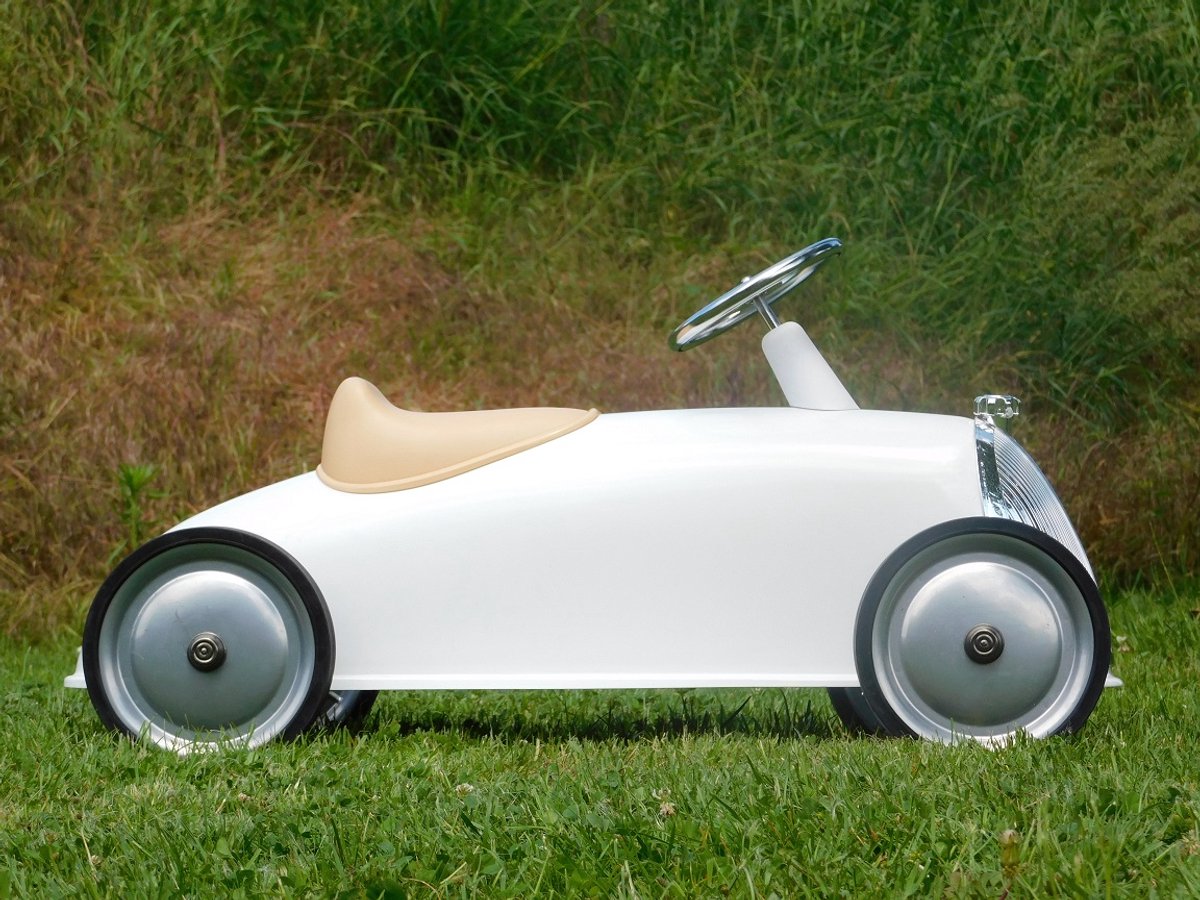 Vintage Auto - Wit - 85 x 45 cm - Metaal