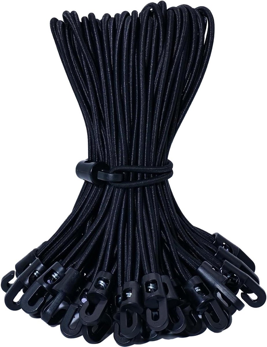 Rubberen Spanners - Elastische Koorden - Zaken Vastzetten - Duurzaam Materiaal - 25 Stuks 20cm - Zwart