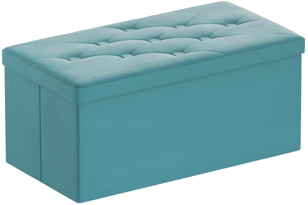 & DANY Zitbank met opbergruimte, opvouwbare kruk, kist, opbergdoos van fluweel, 76 x 38 x 38 cm (groen)