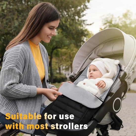 Warme Voetenzak voor Kinderwagen en Buggy met Capuchon - Universele Winterzak Grijs van Merkloos — afbeelding 3