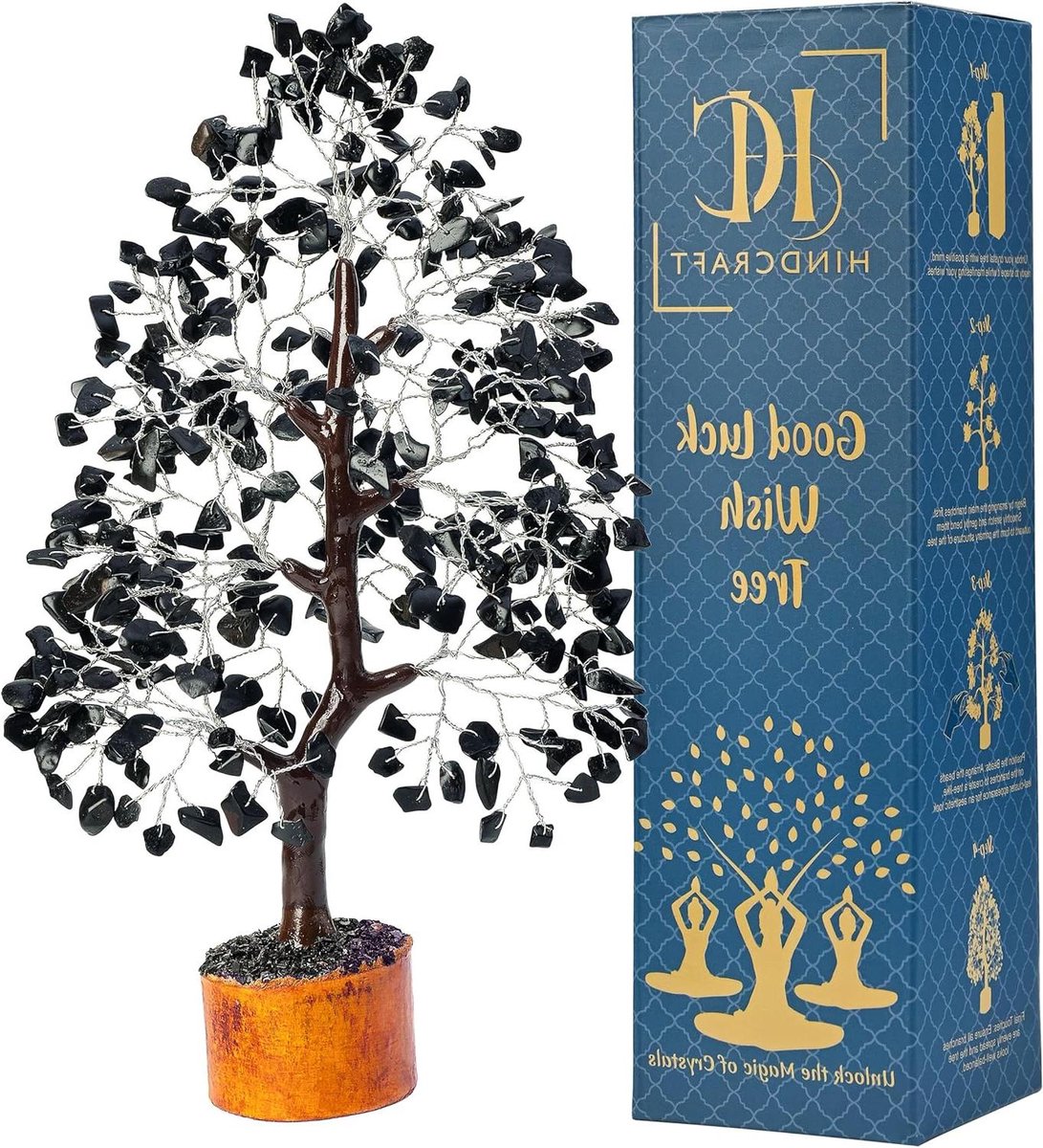 Kristallen boom - Levensboom decoratie - Woonkamer decoreren - Zeven chakra ontwerp - 25-30 cm - Zilver