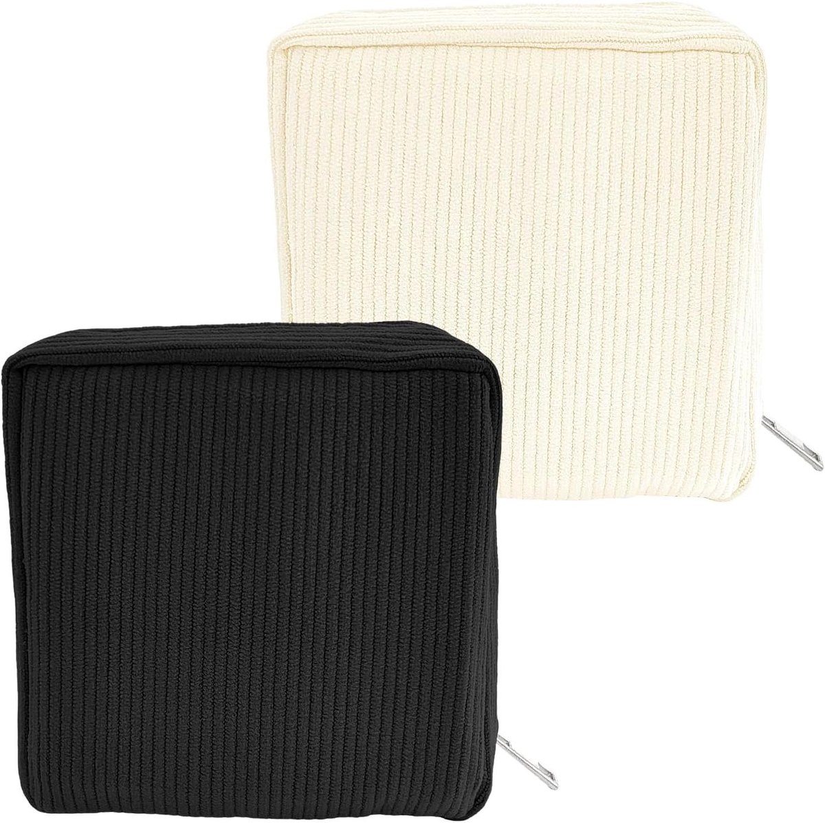 Sanitaire Hulpmiddelen Houder - Menstruatie Tasje - Hygiënisch Opbergen - Waterafstotend Materiaal - 2 Stuks 13x13x5cm - Zwart Wit