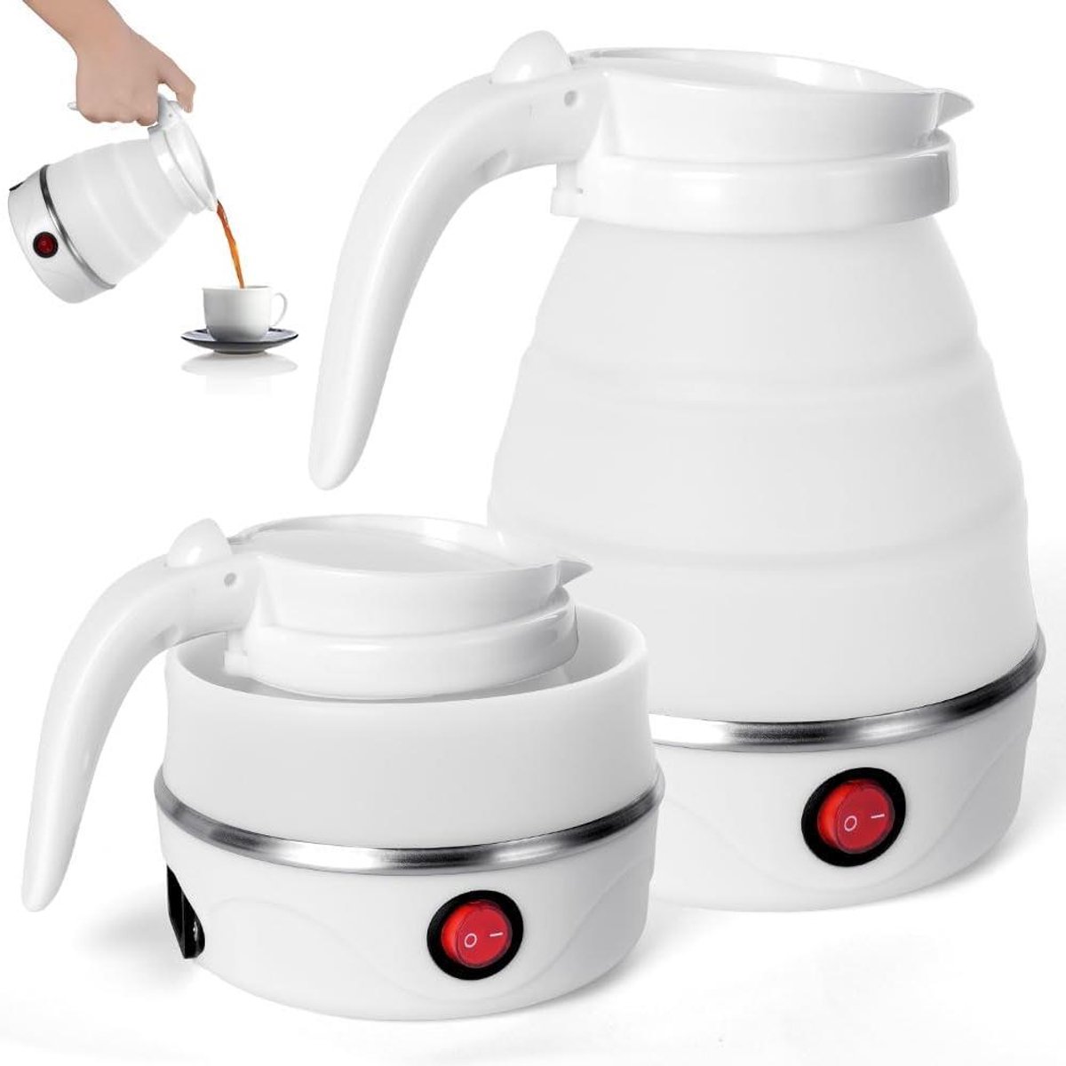 Opvouwbare waterfles - Siliconen fles - Reizen en wandelen - Compact en lichtgewicht - Grote capaciteit - Wit