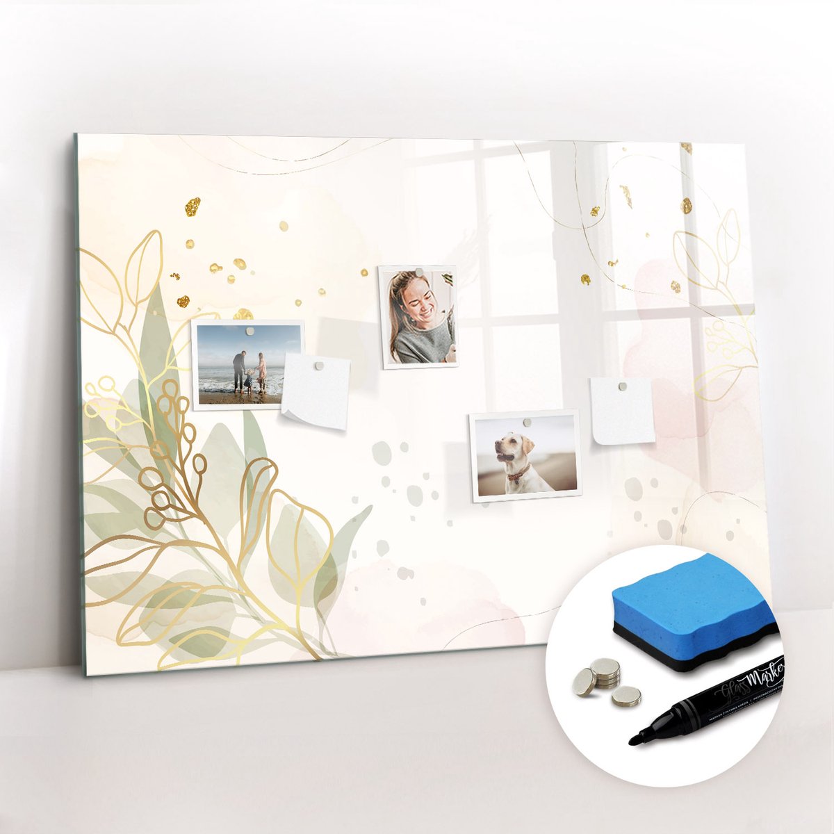 Tulup Whitebord - Pastel abstractie - 100 x 70 cm - Veelkleurig Memo Magneetbord - Gratis 5 Sterke Magneten + Whiteboard Marker & Wisser - Industrieel Wandbord - Magnetisch Wandbord - Productiviteit Tools