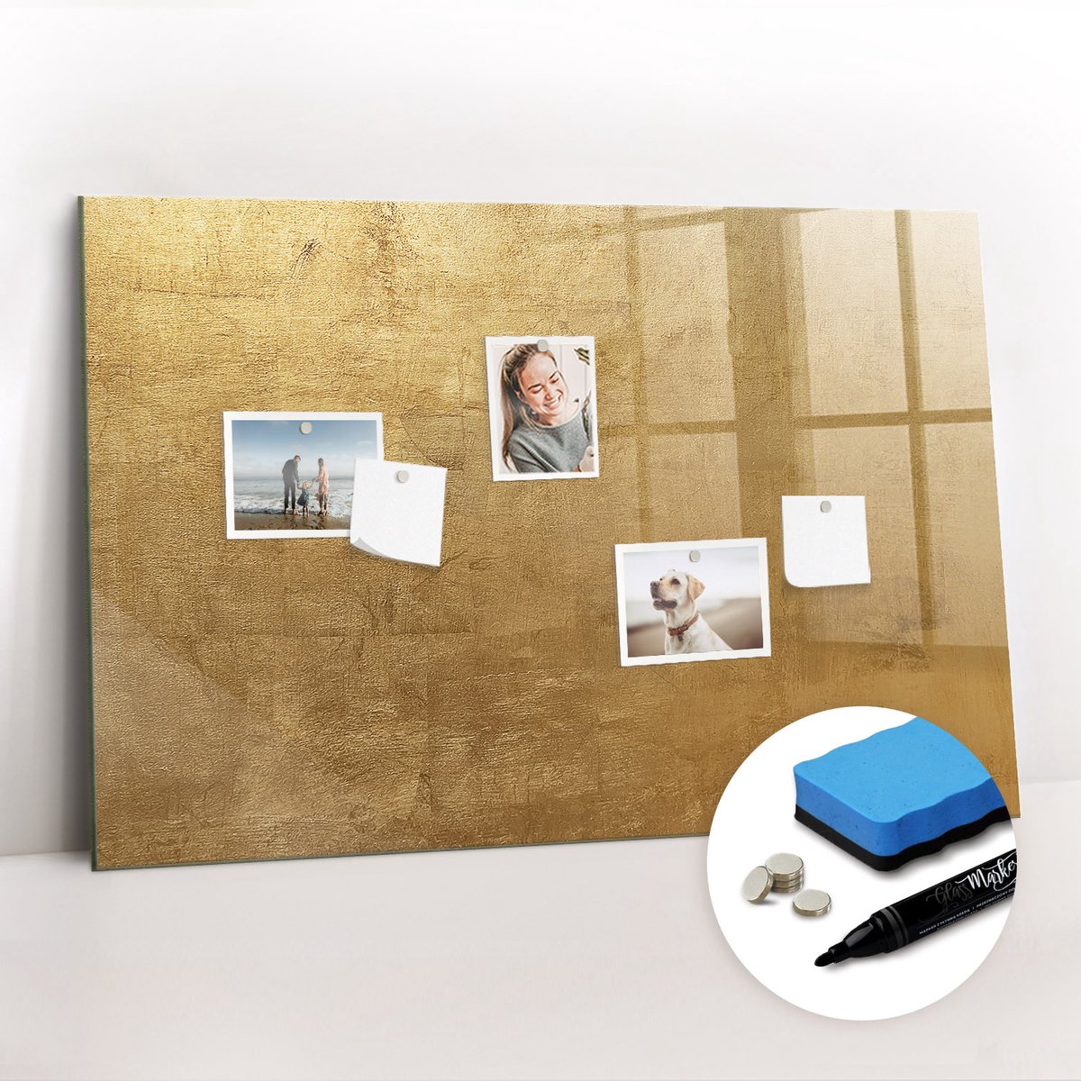 Tulup Whitebord - Decoratief canvas - 90 x 60 cm - Geel Magnetic Board - Gratis 5 Sterke Magneten + Whiteboard Marker & Wisser - Design Memobord - Memobord Magnetisch - Productiviteit Tools