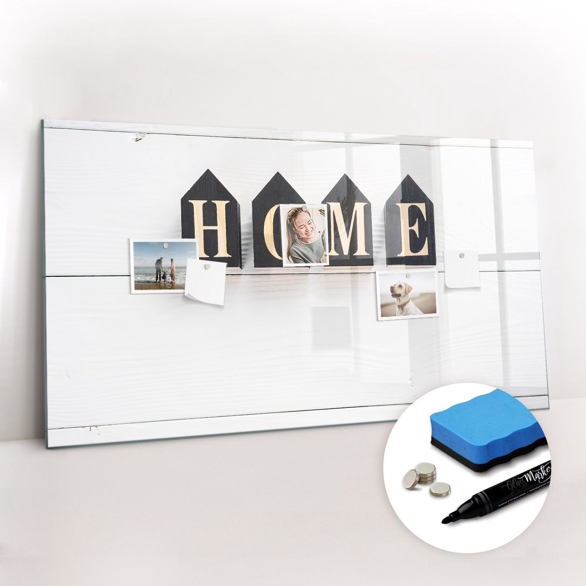 Tulup Whitebord - Gezellig huis bordje - 120 x 60 cm - Veelkleurig Memo Bord - Gratis 5 Sterke Magneten + Whiteboard Marker & Wisser - Wanddecoratie Kantoor - Magnetisch Wandbord - Ideeënbord Thuiswerkplek