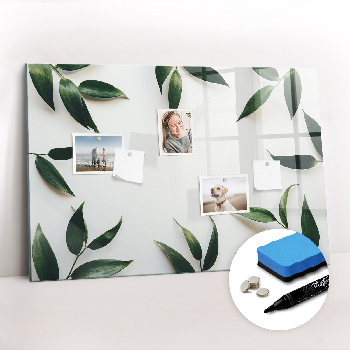 Tulup Whitebord - Bladframe - 90 x 60 cm - Veelkleurig Magneetbord Foto - Gratis 5 Sterke Magneten + Whiteboard Marker & Wisser - Design Memobord - Memo Bord - Ideeënbord Thuiswerkplek