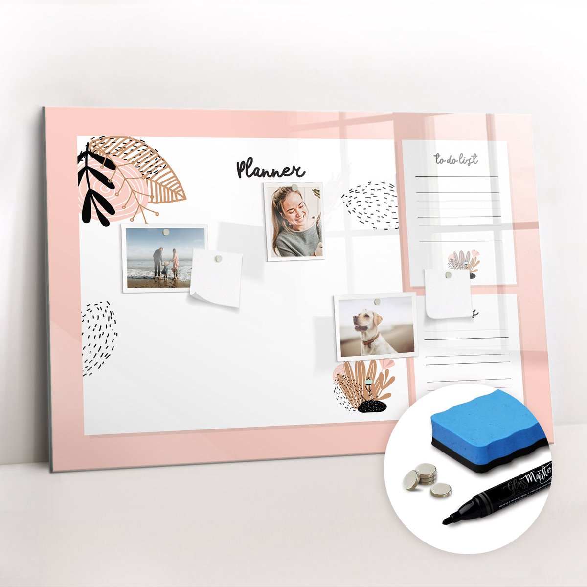 Tulup Whitebord - Planner notitieboek - 90 x 60 cm - Wit Magneetbord Foto - Gratis 5 Sterke Magneten + Whiteboard Marker & Wisser - Decoratief Magnetisch Bord - Magnetisch Bord - Productiviteit Tools