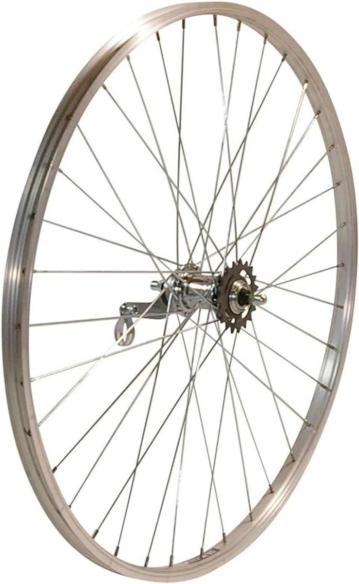 Fietsachterwiel - Wiel met terugtraprem - Stadsfietsen - Aluminium U-profiel velg - 26 inch - Zilver