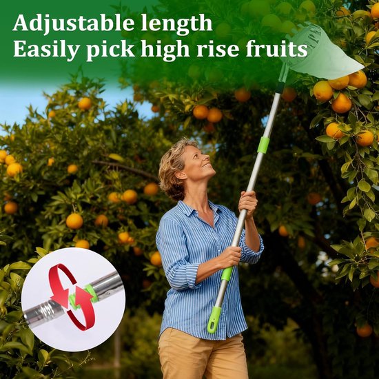 Telescopische Fruitplukker tot 4 Meter met Katoenen Zak voor Struikgewas — afbeelding 5
