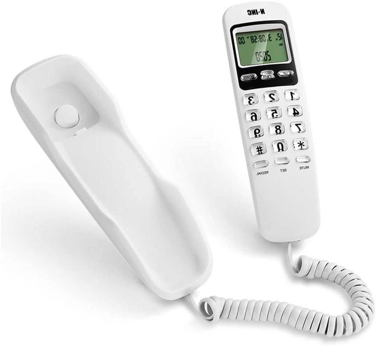 Vaste Telefoon - Draadtelefoon Nummerherkenning - Thuis Bellen - Batterijvrij Plug-and-Play - 19.5 cm - Wit