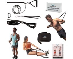 Total Body Fitness Apparaat - Home Gym Krachtapparaat - Lichaamsbeweging - Gecontroleerde Weerstand - 2.5 m - Zwart