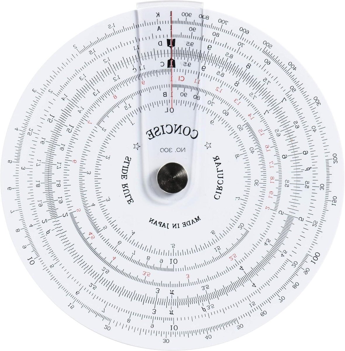 Circulaire liniaal - Rekenliniaal schijf - Complexe berekeningen uitvoeren - Veelzijdige schaalverdeling - 110 mm diameter - Zwart