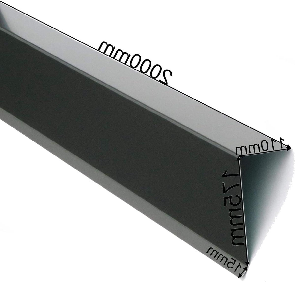 Aluminium Hoekprofiel - Dakrandplaat Gevelplaat - Dakrand Afwerken - Met Beschermfolie - 200 cm x 110 mm - Antracietgrijs
