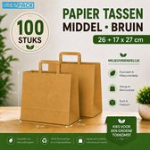 Sac en papier kraft marron - 26+17x27 cm - Moyen - 100 pièces - IMES PACK