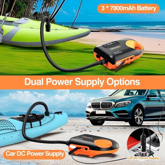 Elektrische SUP-pomp 20 PSI - Accu + Snelle Oppompfunctie — afbeelding 4