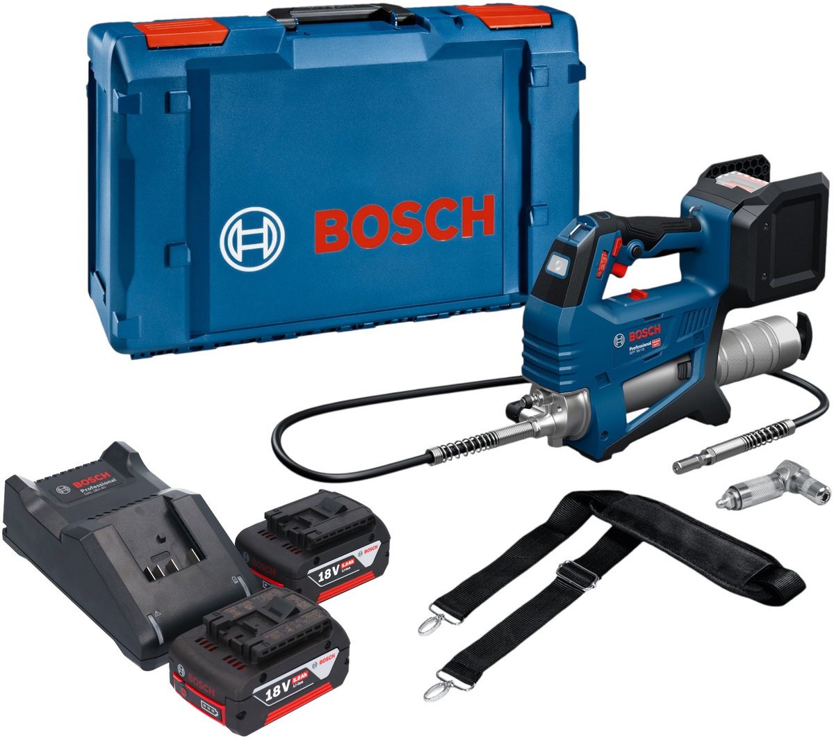 Bosch GFP 18V-10 accu-vetpomp 18 V 10.000 psi + 2x accu 5,0 Ah + oplader + XL-Boxx