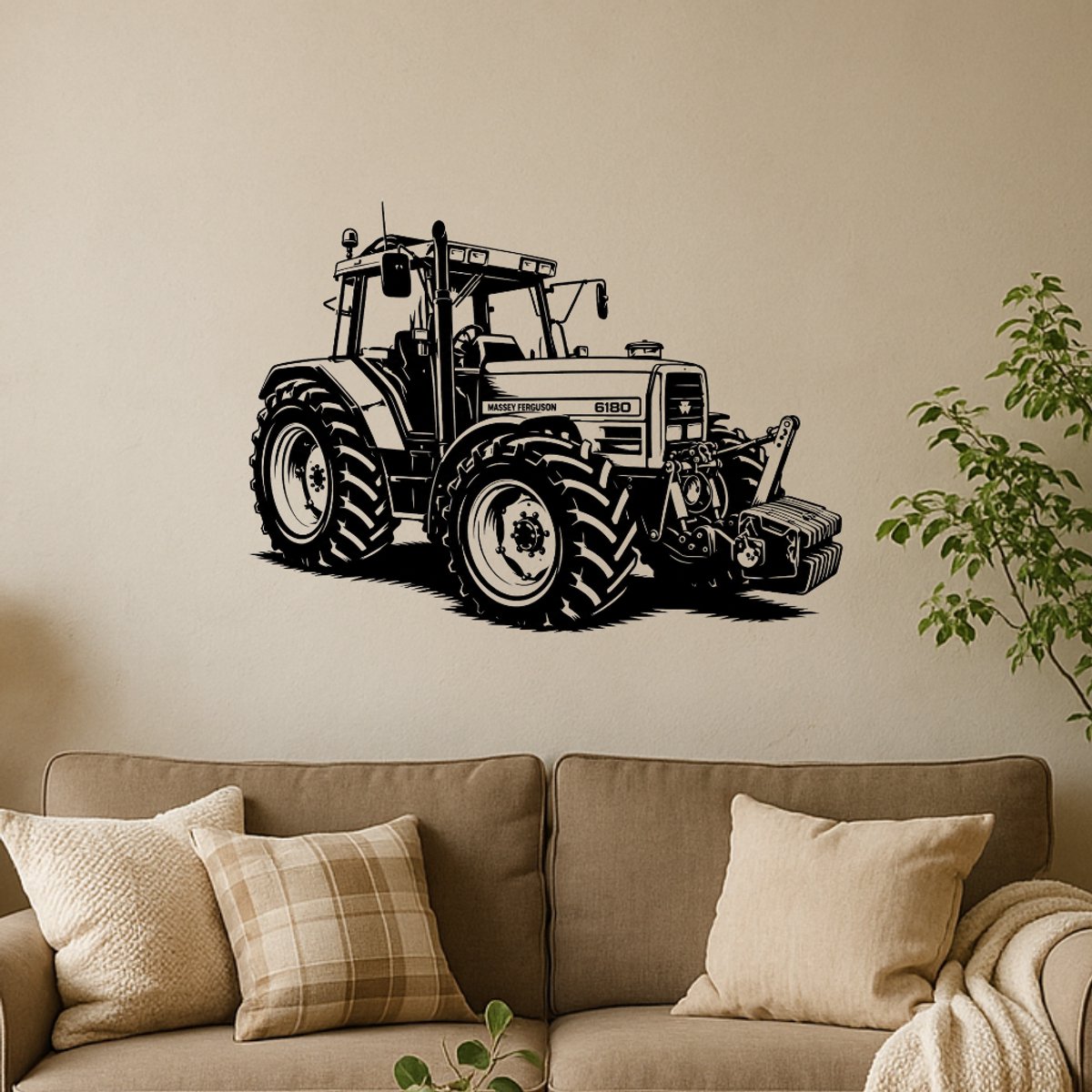 BR2Laser Massey Ferguson 6180 – Wanddecoratie – Lasergesneden Hout – Tractor kunst – 35 cm Breed