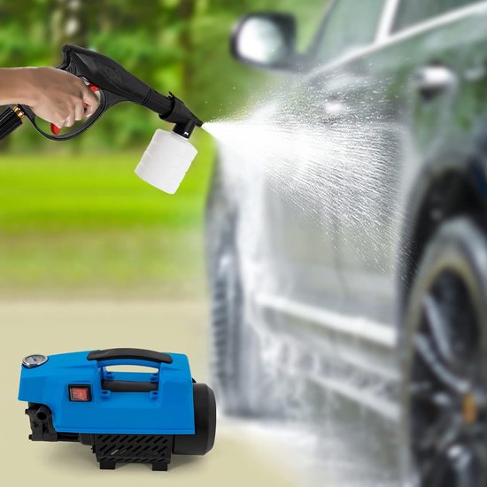 Elektrische hogedrukreiniger - Draagbare reiniger - Auto terras tuin - Drie reinigingsmodi - 10 MPa druk - Zwart en blauw — afbeelding 2
