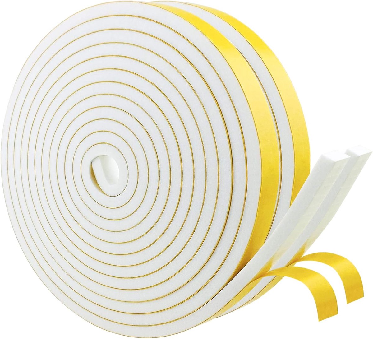 Famanu – Zelfklevende afdichtingstape van schuimrubber, 12 mm x 6 mm x 4 m, set van 2 rollen, weerbestendig en geluidsisolatie voor deuren en ramen