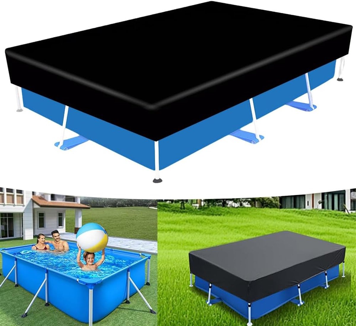 Thijox - Rechthoekige Zwembadafdekking 221 x 150 cm - Waterdicht en Stofdicht - Opvouwbaar - Duurzaam - Zwembadhoes