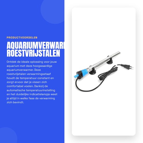 Dailygoods - Aquariumverwarmer - Roestvrijstalen verwarmingsstaaf - Automatisch constante temperatuur - 200W EU - Ideaal voor aquaria - Geschikt voor...