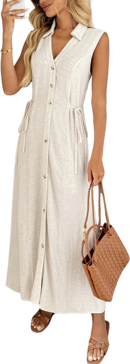 Currero Zomerjurk Dames Zomerjurken Volwassenen Vrouwen Midi Jurk Ibiza Stijl Sundress Dress L Abrikoos
