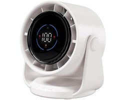 Bureauventilator, 5000mAh batterij, LED-display, 1-199 snelheden en 105° draaibare kop, krachtige luchtstroom, wandventilator voor kantoor, thuis, slaapkamer en keuken