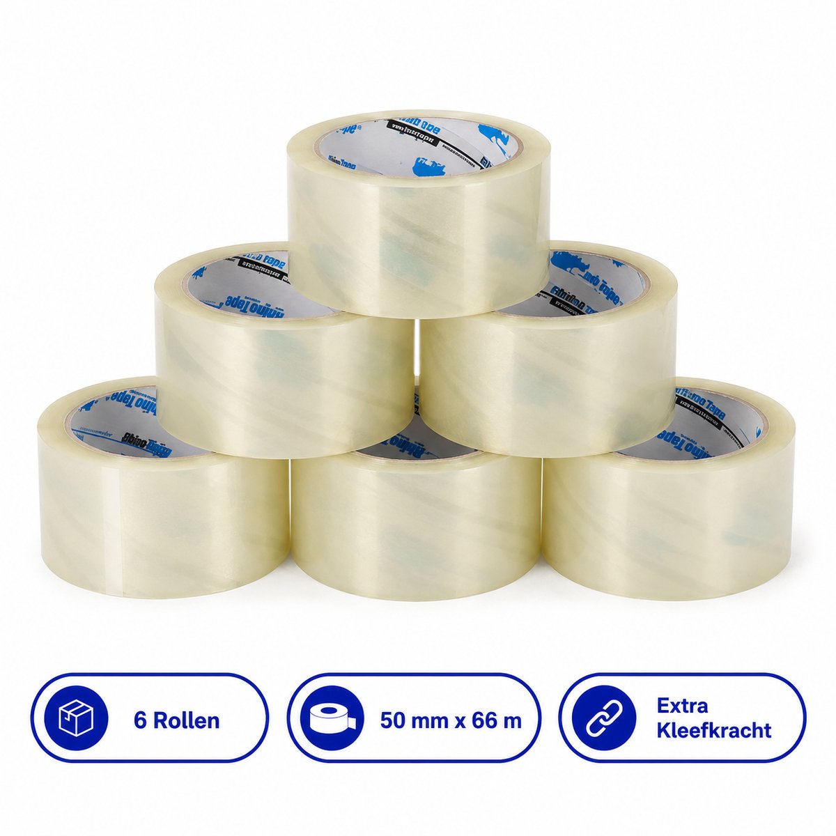 Propacker Premium Tape Transparant - 6 Rollen - 50 mm x 66 m - Extra Sterke Verpakkingstape - Pakkettape voor Dozen & Verzenddozen